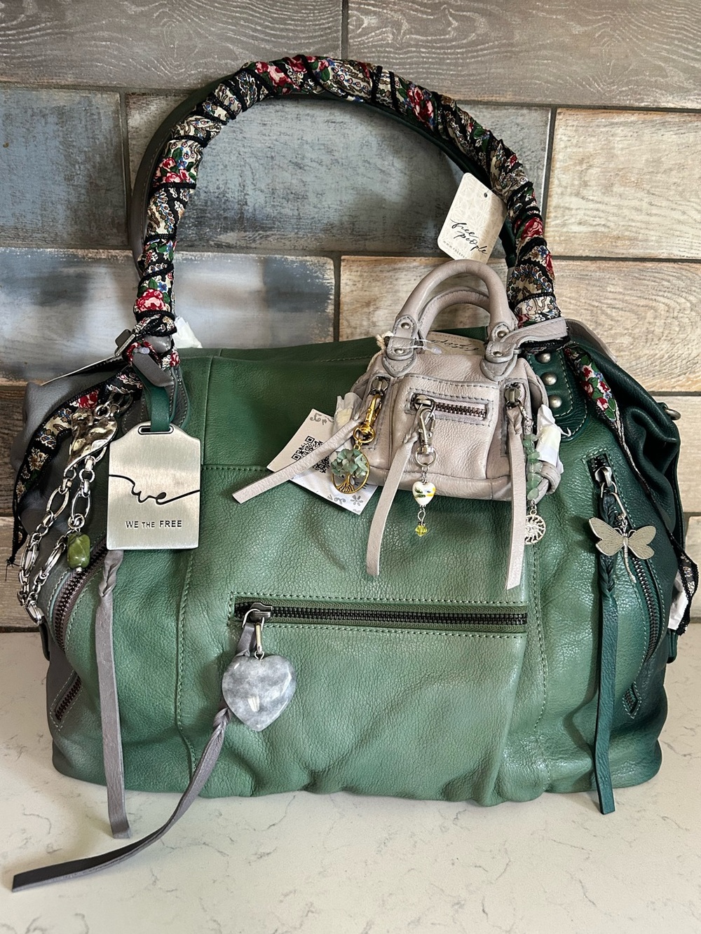 NWT We The Free Ombre Emerson Tote w/ Micro Emerson, Charms, & Scarf Included